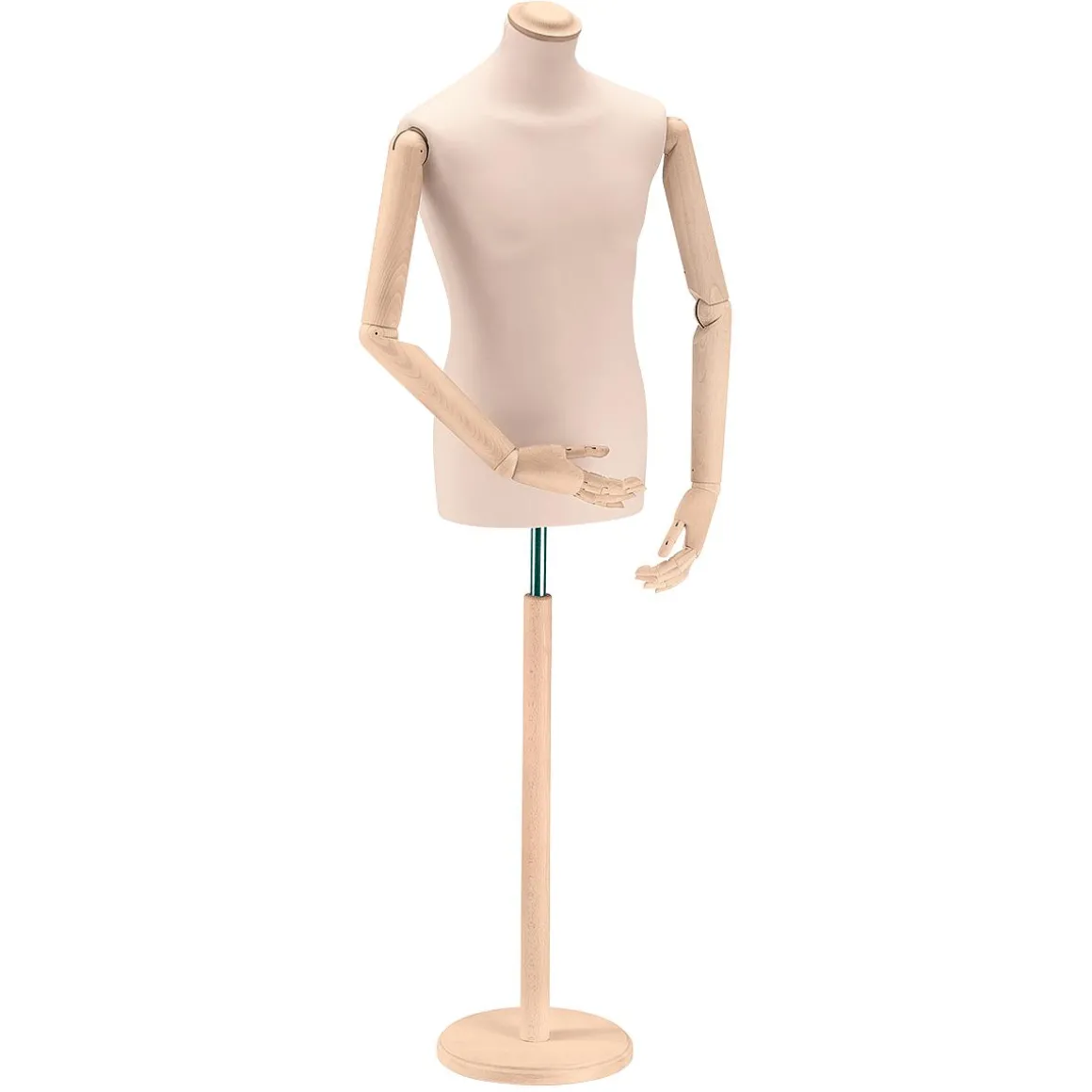 Herren-Schneiderbüste, Büste 76 Cm, Ecru/eiche Hell