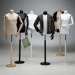 Herren-Schneiderbüste, Büste 76 Cm, Ecru/eiche Hell