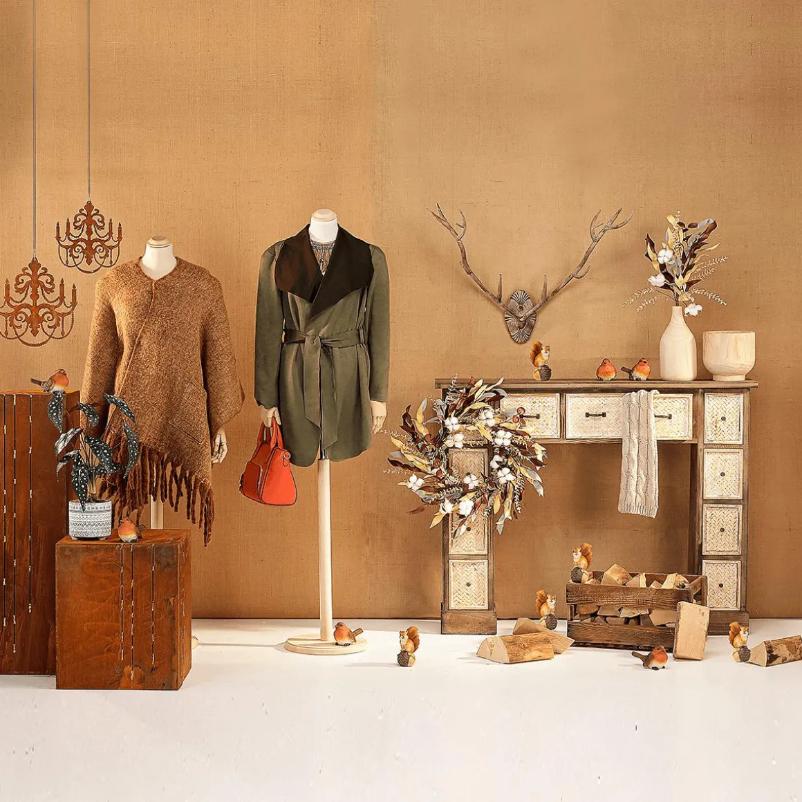 Herren-Schneiderbüste, Büste 76 Cm, Ecru/eiche Hell