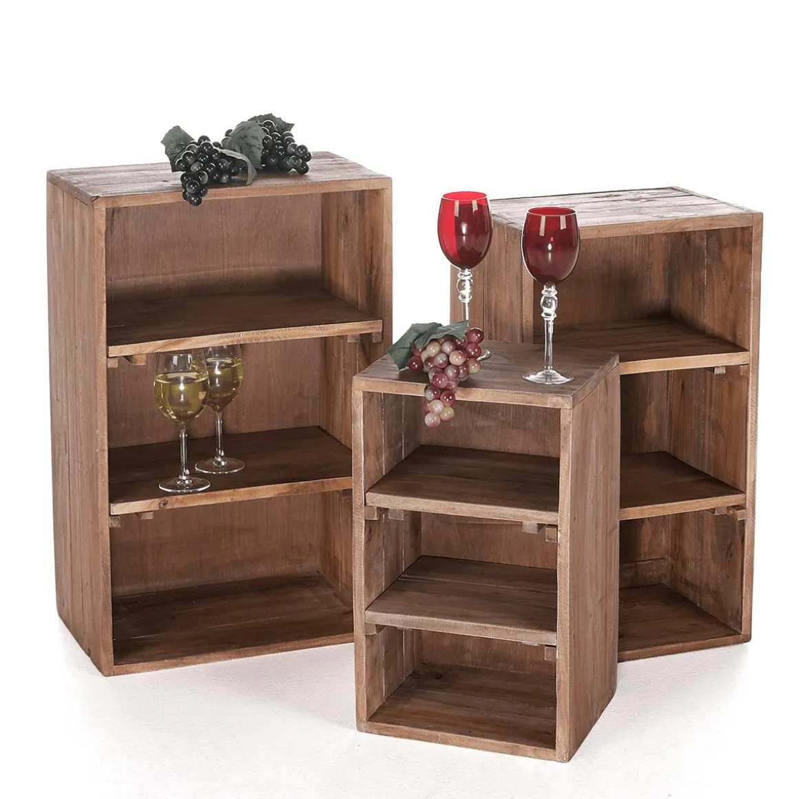 Holz Deko Regale 3 Stück, 50 Cm, 65 Cm, 70 Cm Hoch