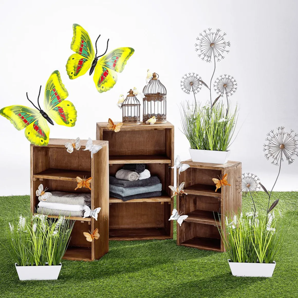 Holz Deko Regale 3 Stück, 50 Cm, 65 Cm, 70 Cm Hoch