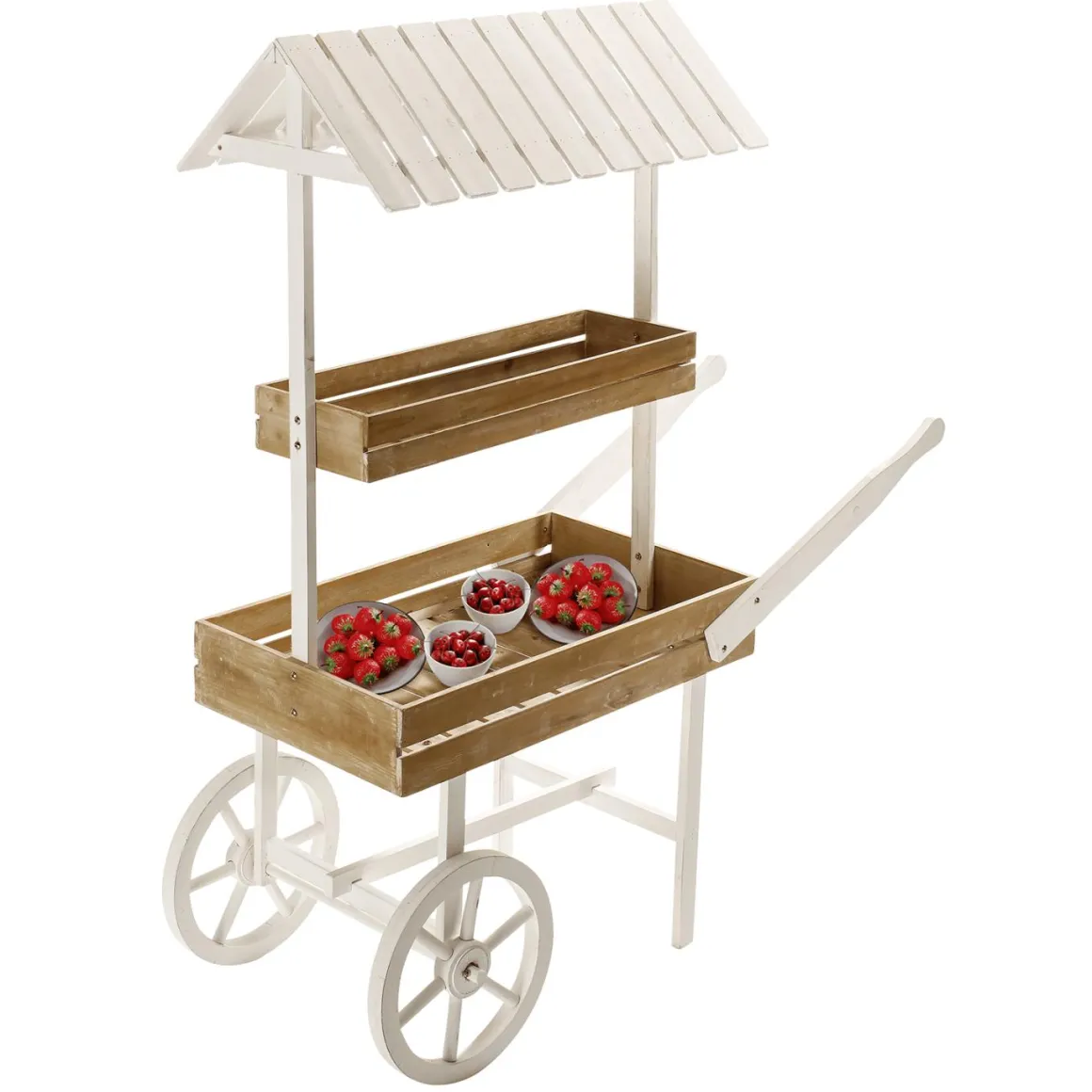 Holz Marktwagen Schubkarre Mit Dach 2-stöckig
