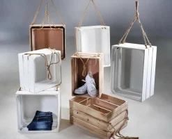 Holzkisten-Satz, 2tlg. 43/48 Cm Weiß