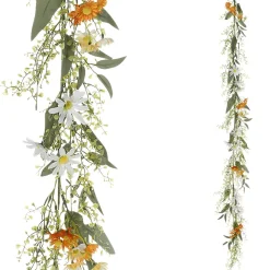 Künstliche Feldblumen-Girlande Orange - Weiß 158 Cm
