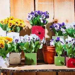 Künstliche Stiefmütterchen Weiß, 27 Cm