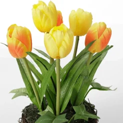 Künstliche Tulpen Im Korb Gelb, 20 Cm