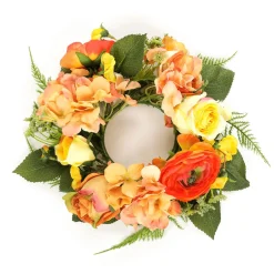 Künstlicher Hortensien-Rosen-Blumen-Türkranz Orange 30 Cm Ø