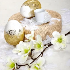 Künstlicher Magnolienzweig, Weiß-grün, 100 Cm