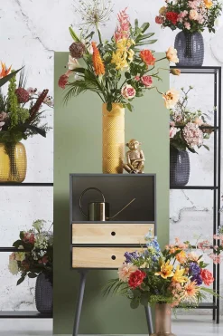 Künstlicher Mohn-Rosen-Lilien-Mix Blumenstrauß