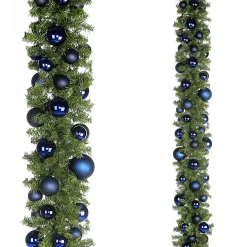 Künstlicher Tannengirlande 270 Cm Mit Blauen Kugeln, Zum Selber Schmücken