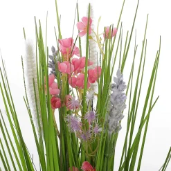 Künstliches Grasbündel Mit Pinken Blüten 48 Cm