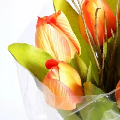 Künstliches Tulpen-Bouquet Orange, 30 Cm