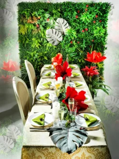 Künstliches Wandgarten-Paneel Gras-Blüten-Mix, 1 X 1 M