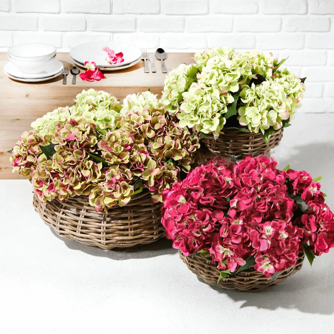 Kunstblume Hortensie Pink, 52 Cm