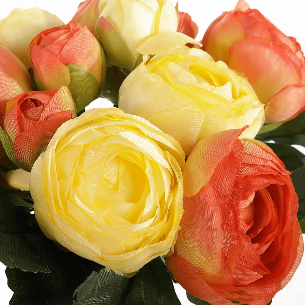 Kunstblumen Ranunkel-Blumenstrauß Rot-gelb 24 Cm