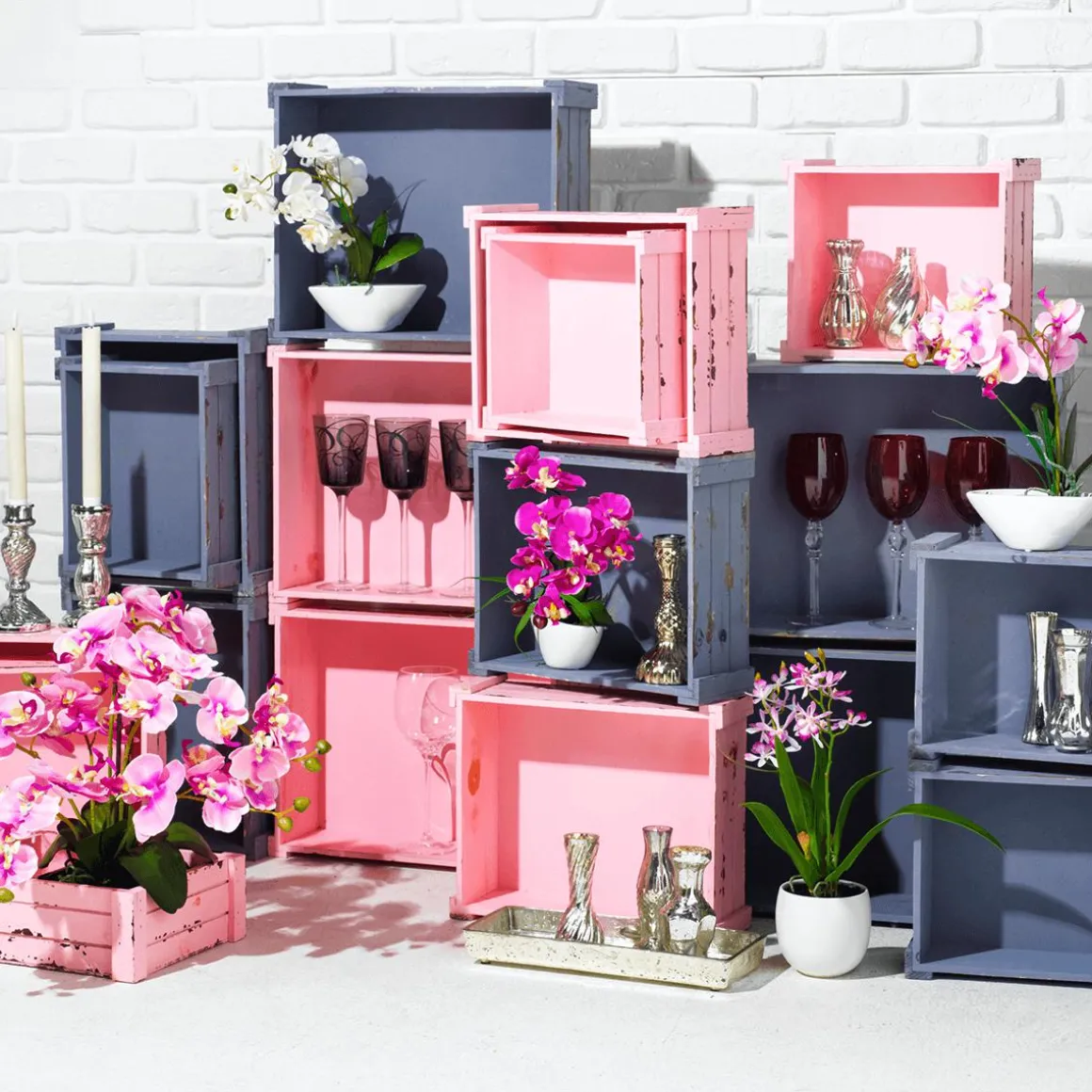 Kunstpflanze Orchidee Im Topf Pink , 28 Cm