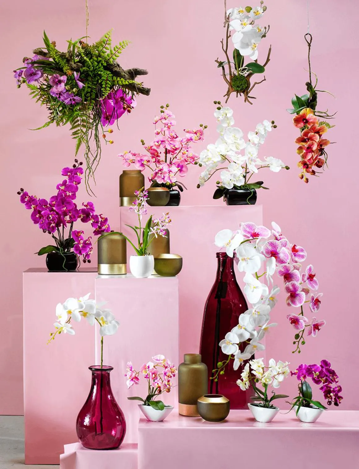 Kunstpflanze Orchidee In Schale Weiß, 40 Cm