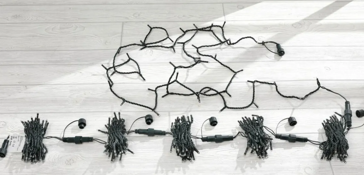 LED Kupplungslichterkette Für Innen, 24 M Ohne Zuleitung, Grün, Kaltweiß