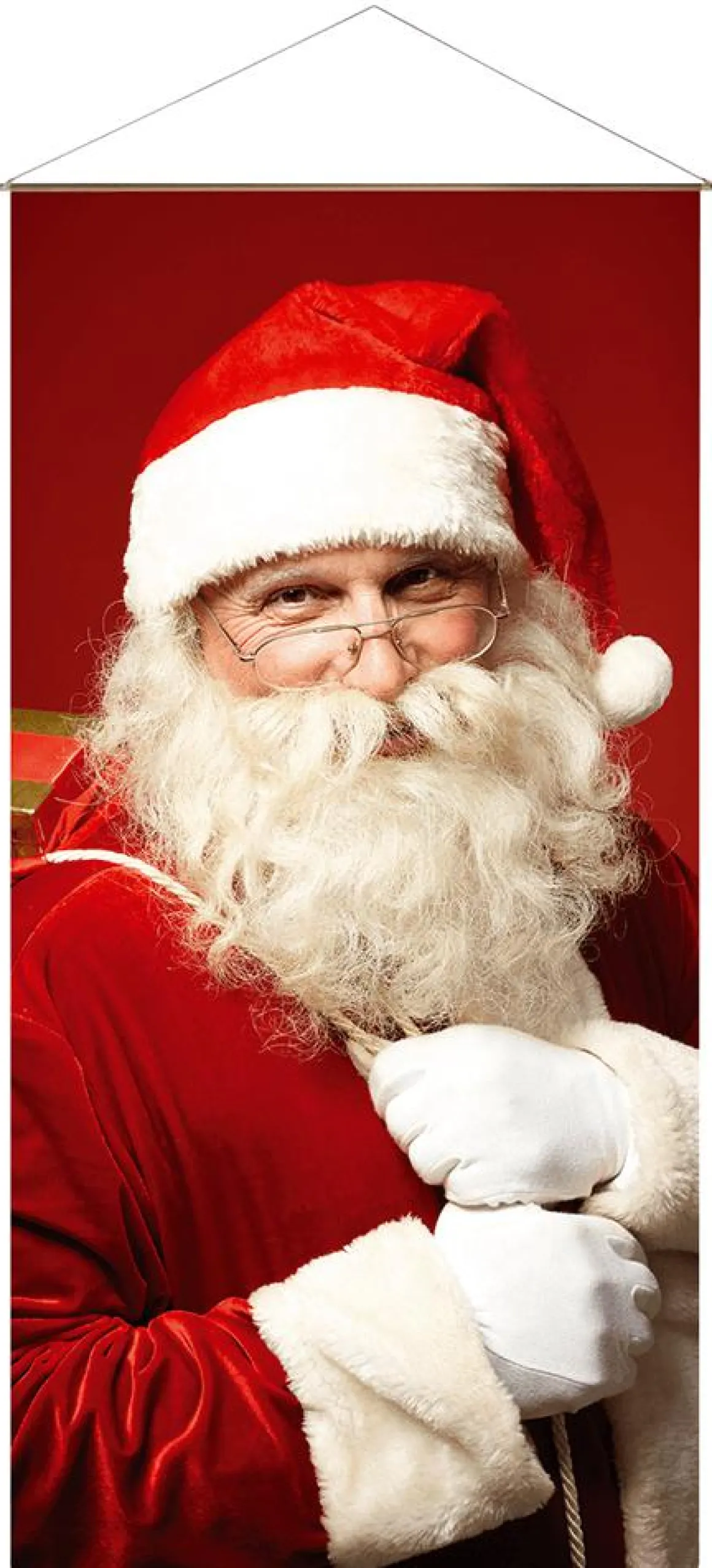 Lichtechter Naturfaser-Stoffbanner "Weihnachtsmann" Aus Baumwolle 100 X 200 Cm