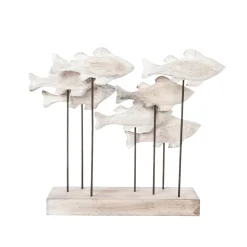 Maritime Deko Skulptur Fische-Aufsteller Aus Holz 28 Cm