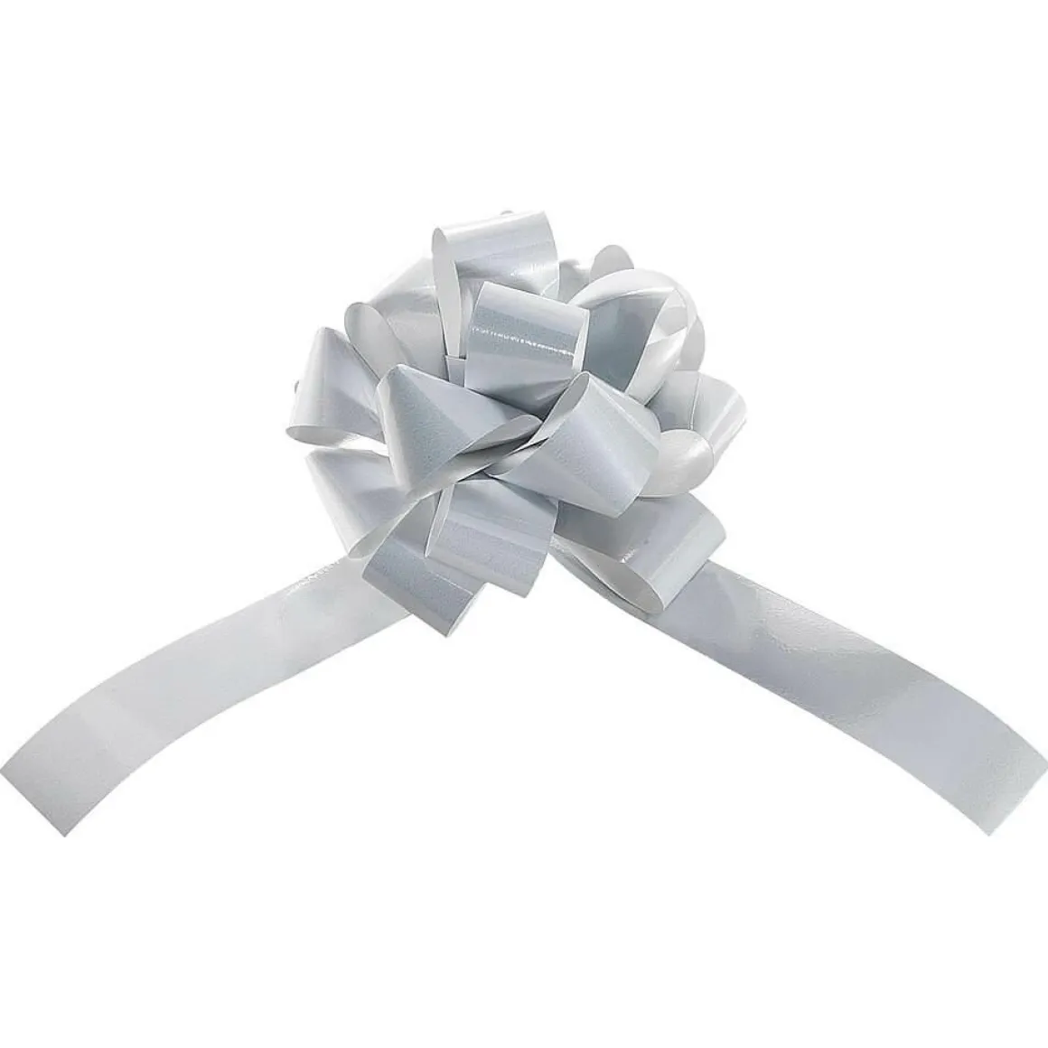 Metallic-Ziehschleifen, 10 Cm Ø, Weiß, 50 Stück