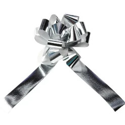 Metallic-Ziehschleifen, 10 Cm Ø, Silber, 50 Stück