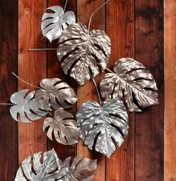 Monstera Kunstblätter Rosé 37 Cm 5 Stück