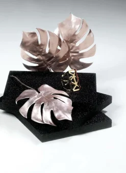 Monstera Kunstblätter Rosé 37 Cm 5 Stück