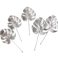 Monstera-Kunstblätter Silber 37 Cm 5 Stück