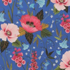 Nachhaltiges, Blaues Geschenkpapier Mit Blumen Und Libellen – 50 M Geschenkpapier-Rolle