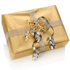 Nachhaltiges, Doppelseitiges Weihnachts-Geschenkpapier Mit Tannenbäumen & Sternen In Gold – 50 M Geschenkpapier-Rolle