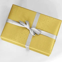 Nachhaltiges, Goldenes Geschenkpapier Mit Glänzendem Geometrischen Muster – 50 M Geschenkpapier-Rolle
