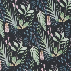 Nachhaltiges, Schwarzes Geschenkpapier Mit Blättern In Grün, Petrol Und Rosa – 50 M Geschenkpapier-Rolle