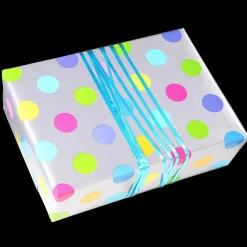 Nachhaltiges, Silbernes Geschenkpapier Mit Bunten Punkten – 50 M Geschenkpapier-Rolle