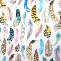 Nachhaltiges, Weißes Geschenkpapier Mit Bunten Federn – 50 M Geschenkpapier-Rolle