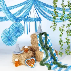 Oktoberfest Deko-Kranz Mit 6 Bändern Blau Weiß 75 Cm Ø X 120 Cm Hoch