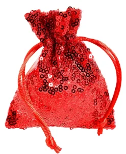 Organzasäckchen Pailletten 10 Cm, 10 Stück, Rot