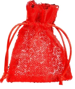 Organzasäckchen Pailletten 10 Cm, 10 Stück, Rot