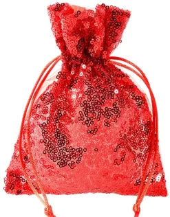 Organzasäckchen Pailletten 18 Cm, 10 Stück, Rot