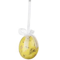 Ostereier-Set Zum Aufhängen Aus Schaumstoff, Gelb Mit Hasenmuster Und Schleife 8tlg.