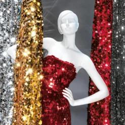 Paillettenstoff Rot, 136 Cm Breit