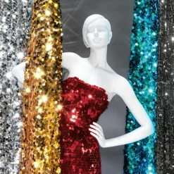 Paillettenstoff Schwarz, 136 Cm Breit