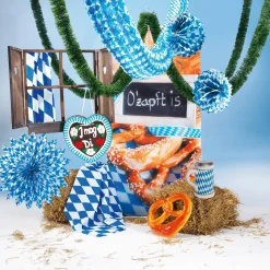 Papier-Rosette Blau Weiß 75 Cm Ø Oktoberfest-Dekoration