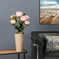 Pfingstrosen-Kunstblumen-Strauß Rosa, 46 Cm