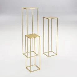 Pflanzenständer Metalltisch-Set Gold 3tlg.