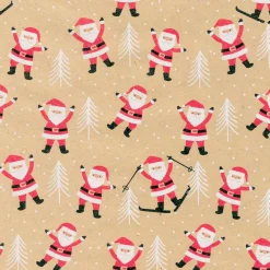 Recyceltes Kraftpapier Mit Weihnachtsmännern & Weißen Tannen – 50 M Geschenkpapier-Rolle