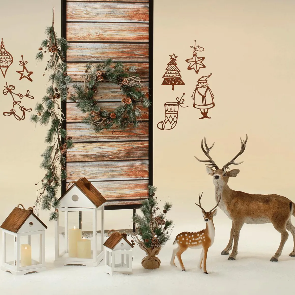 Rehbock-Dekofigur Deko-Tier Mit Geweih 27 X 18 X 56 Cm