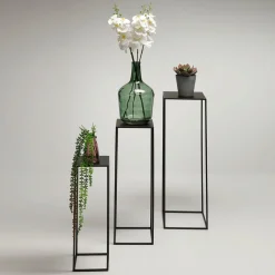 Rostfreie Metall-Beistell-Tische Schwarz 3teilig 60, 75, 90 Cm Hoch