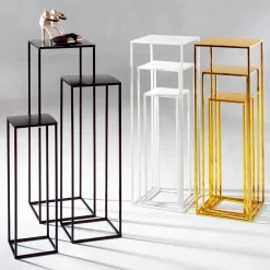 Rostfreie Metall-Beistell-Tische Schwarz 3teilig 60, 75, 90 Cm Hoch