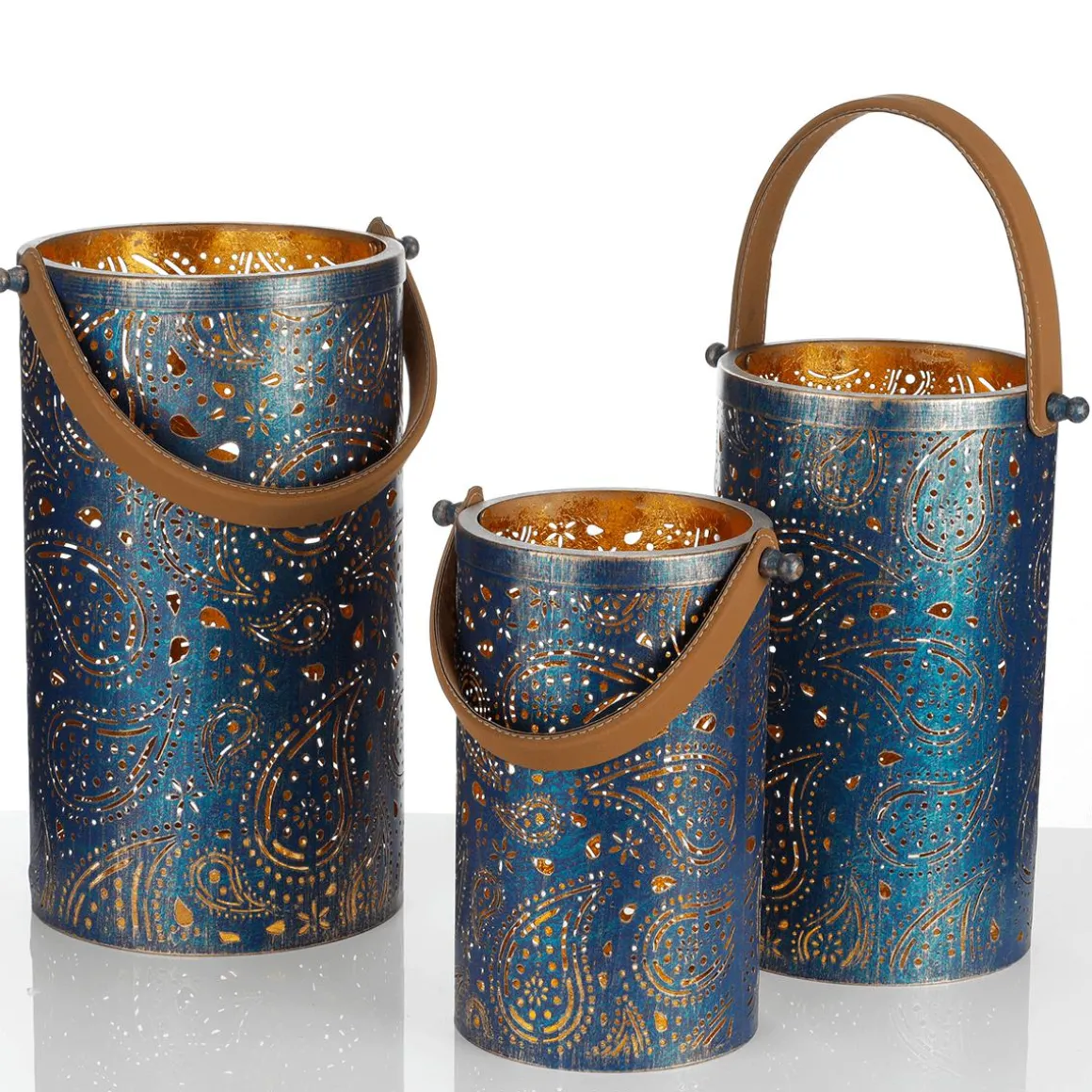 Runde Metall-Laternen, Set à 3 Stück